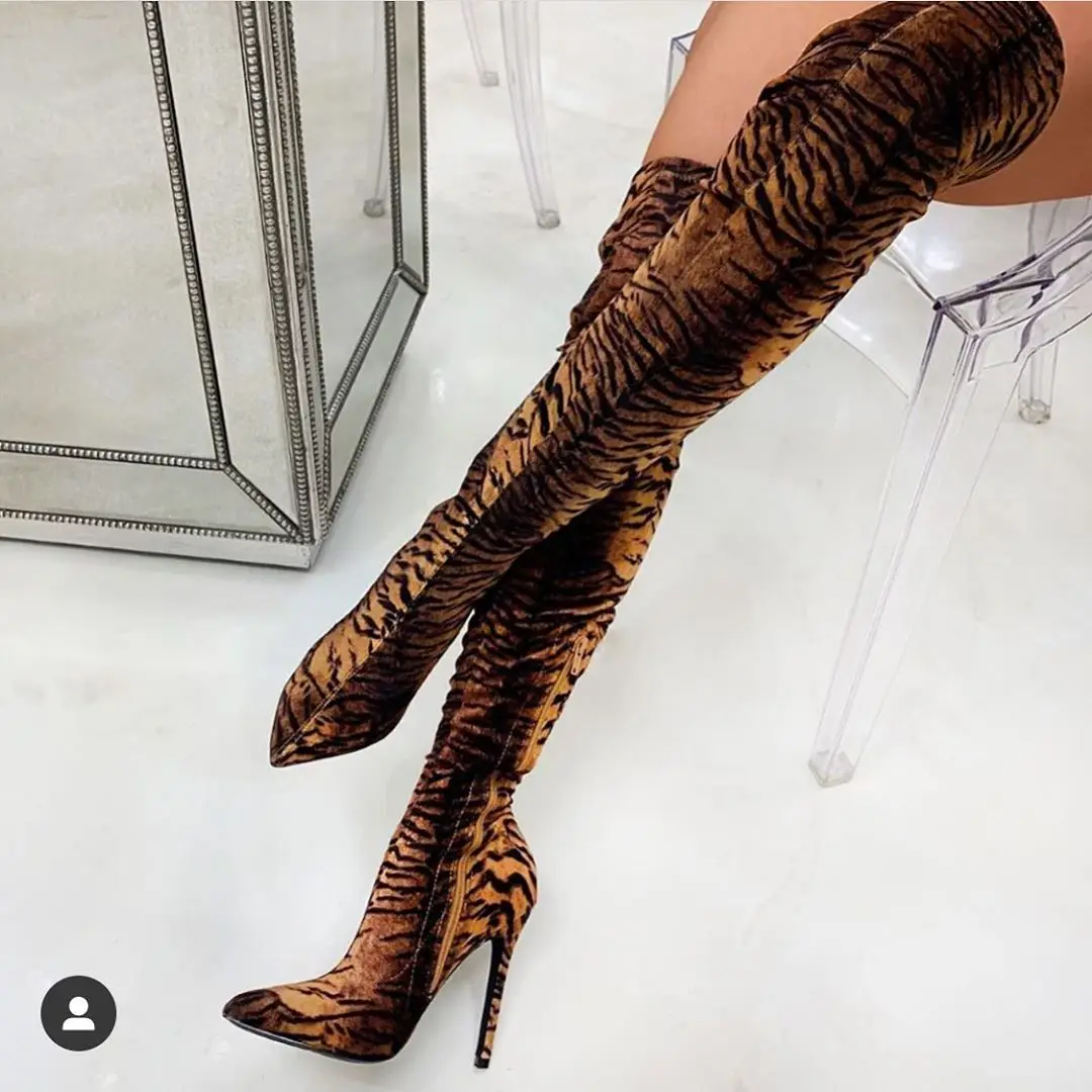 leopard print high heel boots