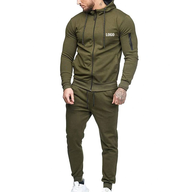 Custom design mens thermal slim fit zip up sweat jogging tracksuit fitness sports gym athletic sweat track suits