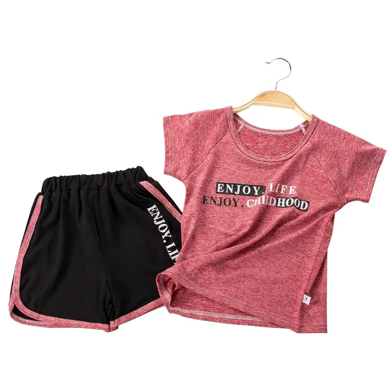 

two piece children's wear summer children's sportswear short sleeve color matching Boys' suit summer, Picture shows