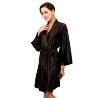 

satin de polyester robe caftan black satin robes short kimono for bride & bridesmaid