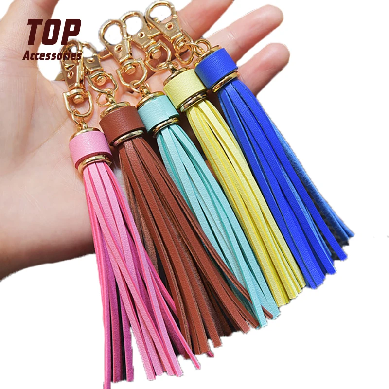 

Wholesale Keychains Acessories Custom Pu Leather Tassel Keychains