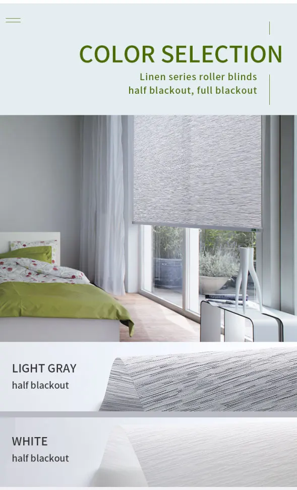 Wholesale Linen summer light blocking curtain roller blinds  opened by hand