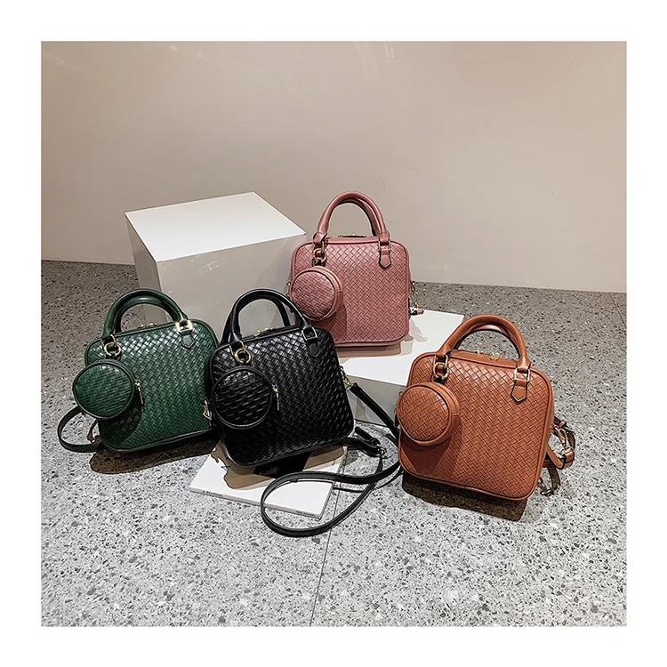 

Classic Retro Woven Handbag Women Fashion Boston Bag 2022 Luxury Brand Ladies Office Leather Crossbody Bags with Mini Purses