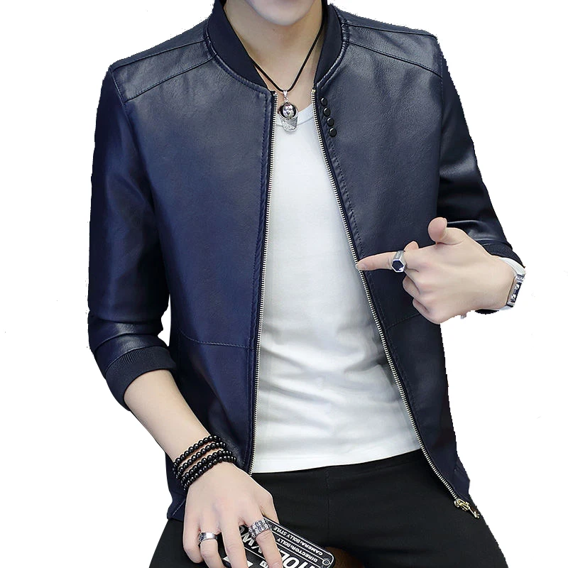 

2020 New autumn Korean men's casual jacket fashion handsome pu leather jacket