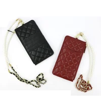 

real lambskin leather diamond lattice small crossbody card mobile phone bag