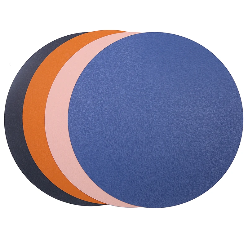 

Tabletex anti slip Reversible placemat PVC Foam Leather Round Placemats heat resistant table mats for dining table