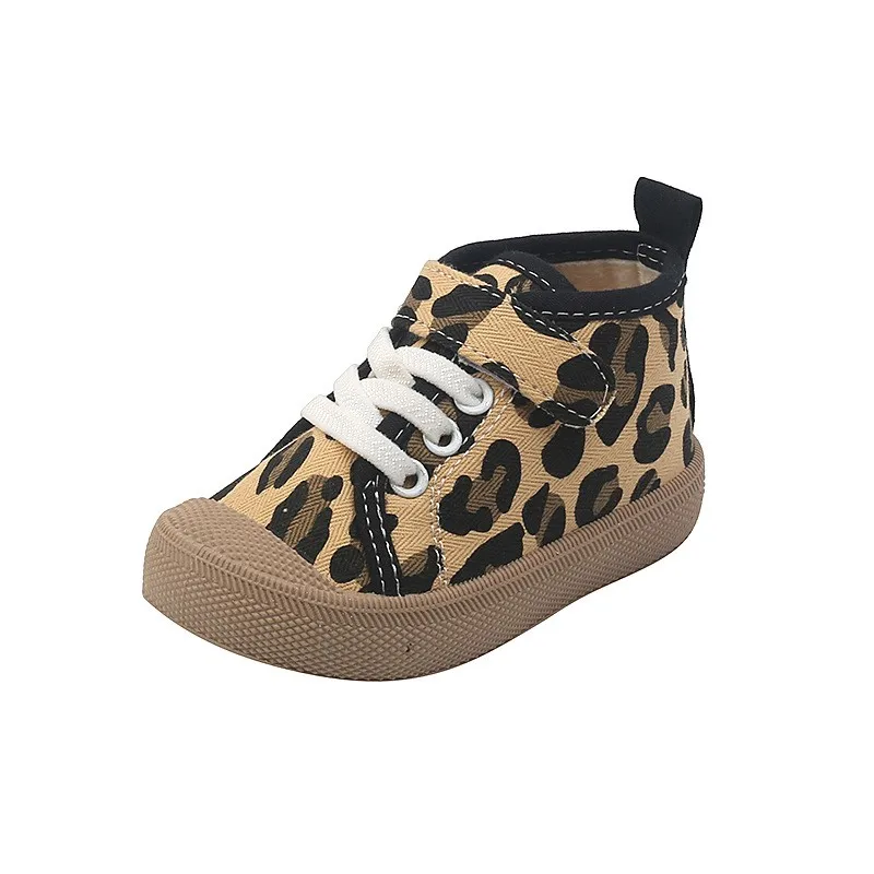 

Fashion leopard casual baby canvas trendy shoes walking style shoes, Black/pink/yellow/green