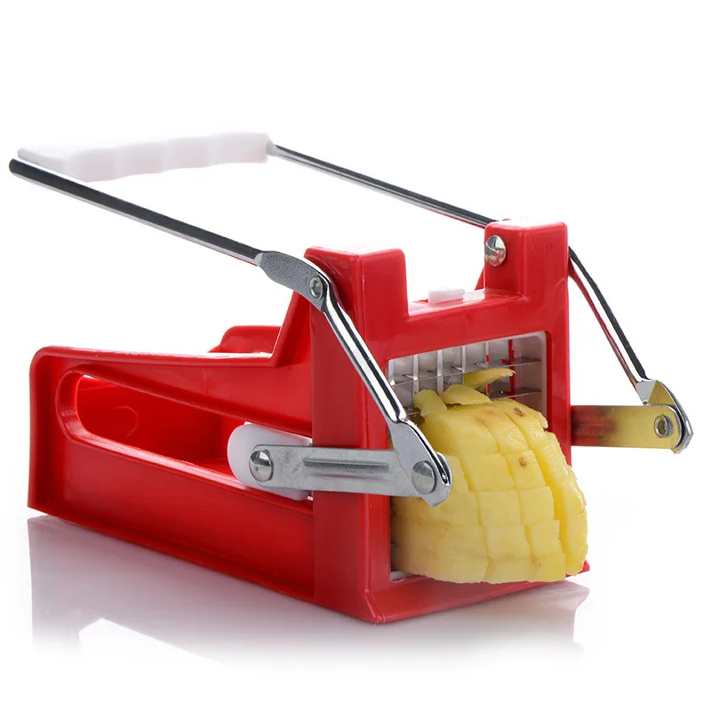 

A1016 Non-slip Potato Chips Making Machine Stainless Steel Cutter Chipper Kitchen Gadgets Cucumber French Fry Potato Slicer, Red