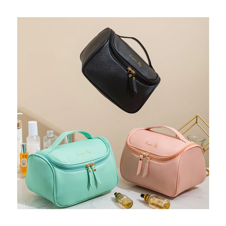 

Portable Waterproof PU Leather Washing Toiletry Organizer Cosmetic Bags, Customized color