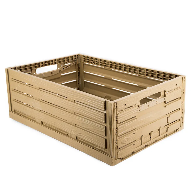 
Wood look like effect folding Collapsible Plastic Storage RPC Crate for fruit and vegetable 