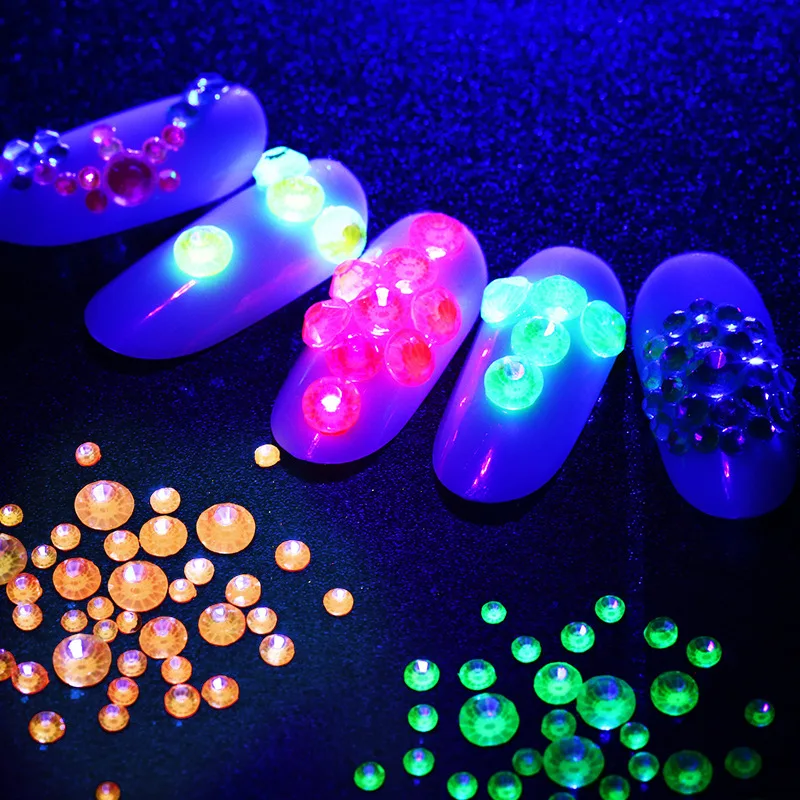 

1440 PCS Multi Sizes SS6-SS20 Luminous Colors Crystal Flatback Nail Diamond Rhinestones Set