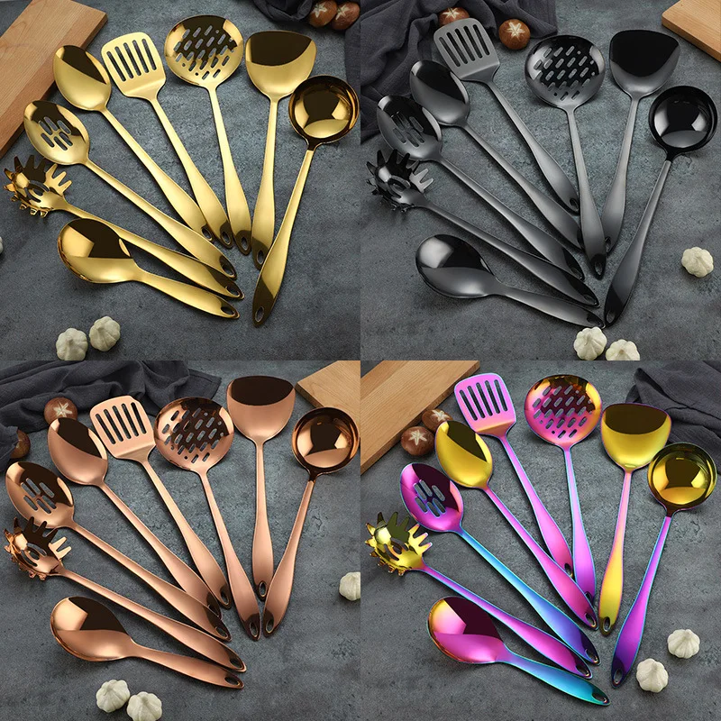 

Stainless Steel Cooking Utensils Set Non-stick Kitchenware Cooking Tools Spoon Spatula Ladle Egg Beaters Tool Gadget Accessories