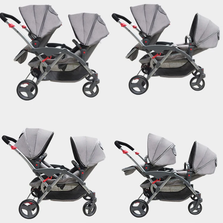 

Purorigin Hot sale walkers twins child stroller twin double baby twins strollers, Black;gre;,blue;red;khaki