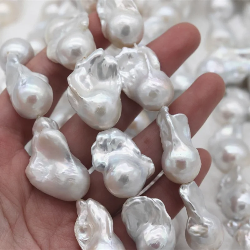 

Wholesale 20mm top quality white nucleated shape huge size large baroque freshwater pearls