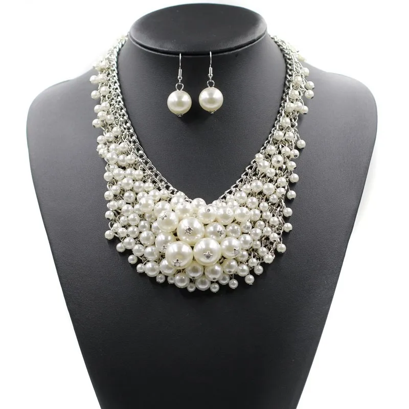 

JJM2301 High quality Fashion pearls jewelry set pearls Necklace and earrings set Women's jewelry set
