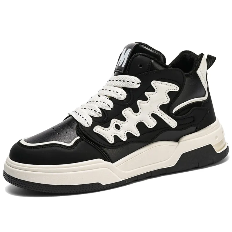 

Dropshipping Custom Logo Designer Shoes Men New Styles High Top Black Sneakers For Men