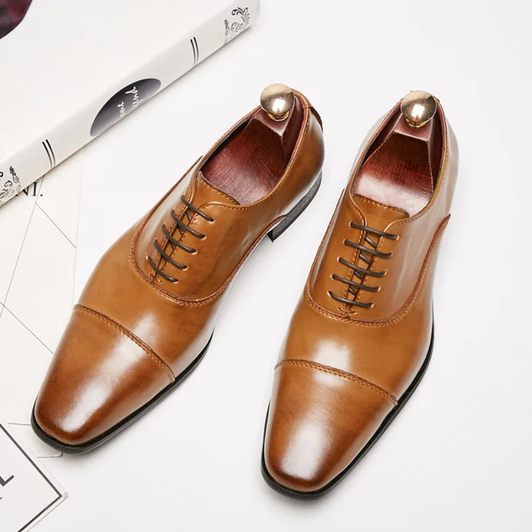 

Soft Leisure Business Shoes Men Leather Pointed Lace-up Brogue Casual Flat Dress Oxford Formal Office Loafers Fashion British