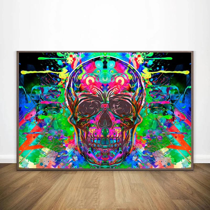 

Colorful Graffiti Art Skull Oil Painting on Canvas Wall Art Posters Prints Wall Pictures for Living Room Home Wall Cuadros Decor