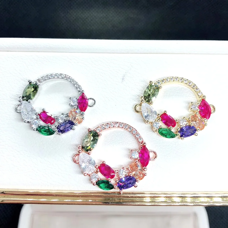 

Colorful Zircon Bracelet Connector Micro Pave CZ Jewelry Accessories
