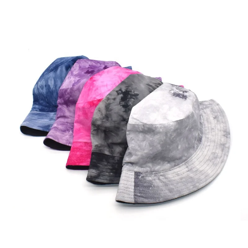 

Wholesale Customised Plain Bulk Tie Dye Reversible Cotton Colorful Cheap Hat Unisex Tye dye Bucket Hat