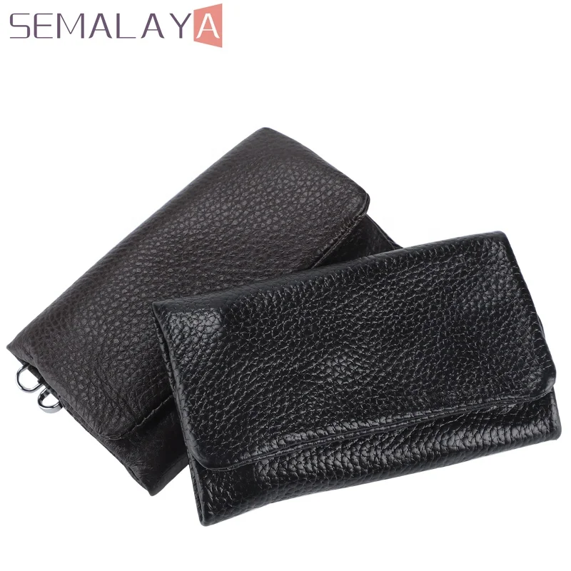 

wholesale custom logo key case genuine leather wallets zipper pouch with key hooks, As pictures