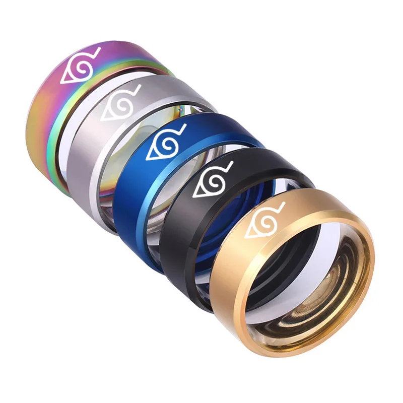 

New Creative Colorful Matte Stainless Steel Anime Rings Stainless Steel Rings For Men Women, Gold blue black silver colorful