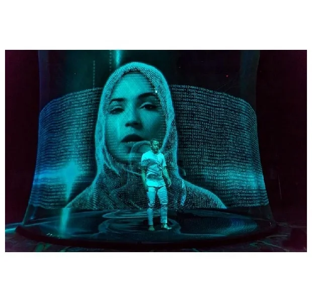 

Hologram mesh screen is good price portable 360 degree 3D holo gauze stage for Hologram events, White&grey&black