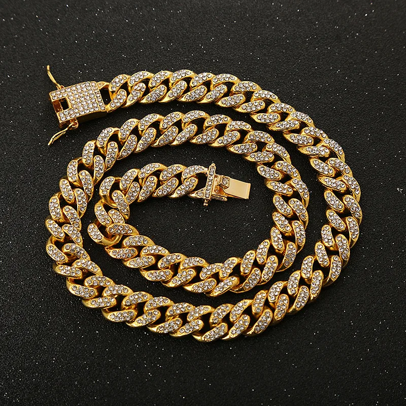 

Wholesale fashion necklace 2021 trendystainless steel iced out cuban chunky gold plated chain necklace jewellery women chain, As the picture show