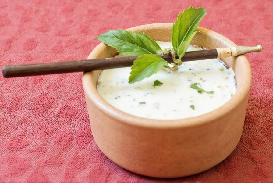 Bowl of Peruvian White Sauce with herbs