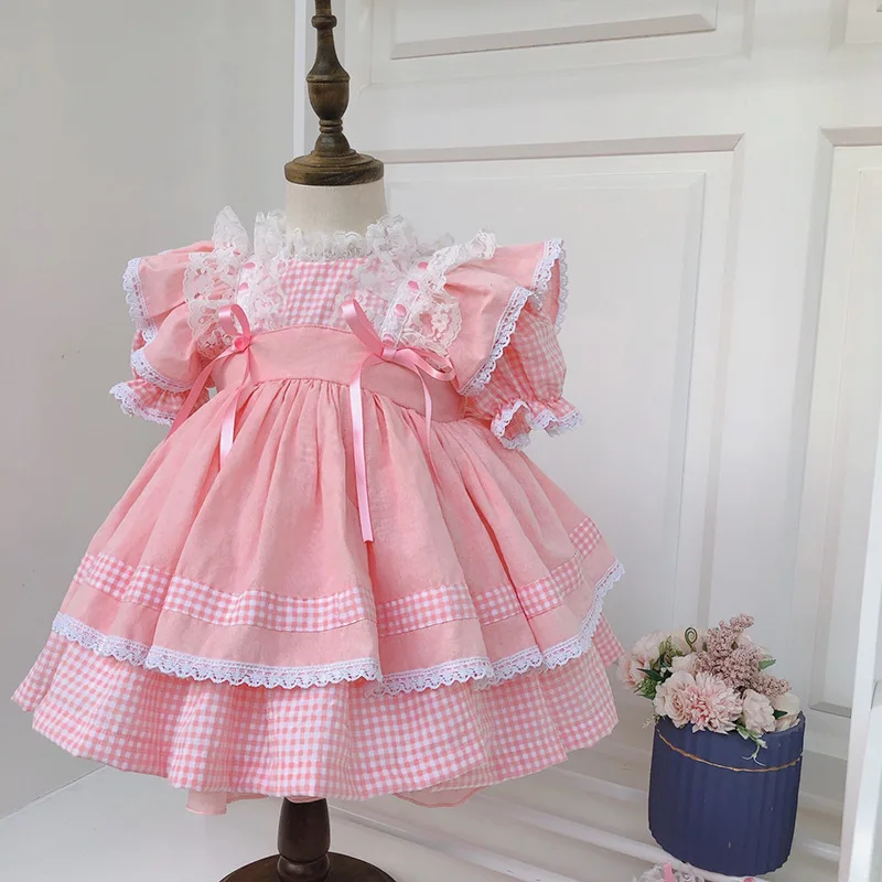 

summer baby girls dresses lace spanish pink ruffles lolita wholesale children's clothes ready made