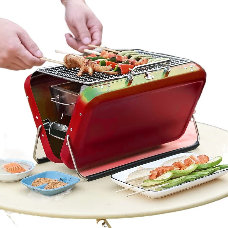 

Bbq Suitcase Charcoal Barbecue grill bbq grill Commonly used for family Travel Portable outdoor barbecue grill