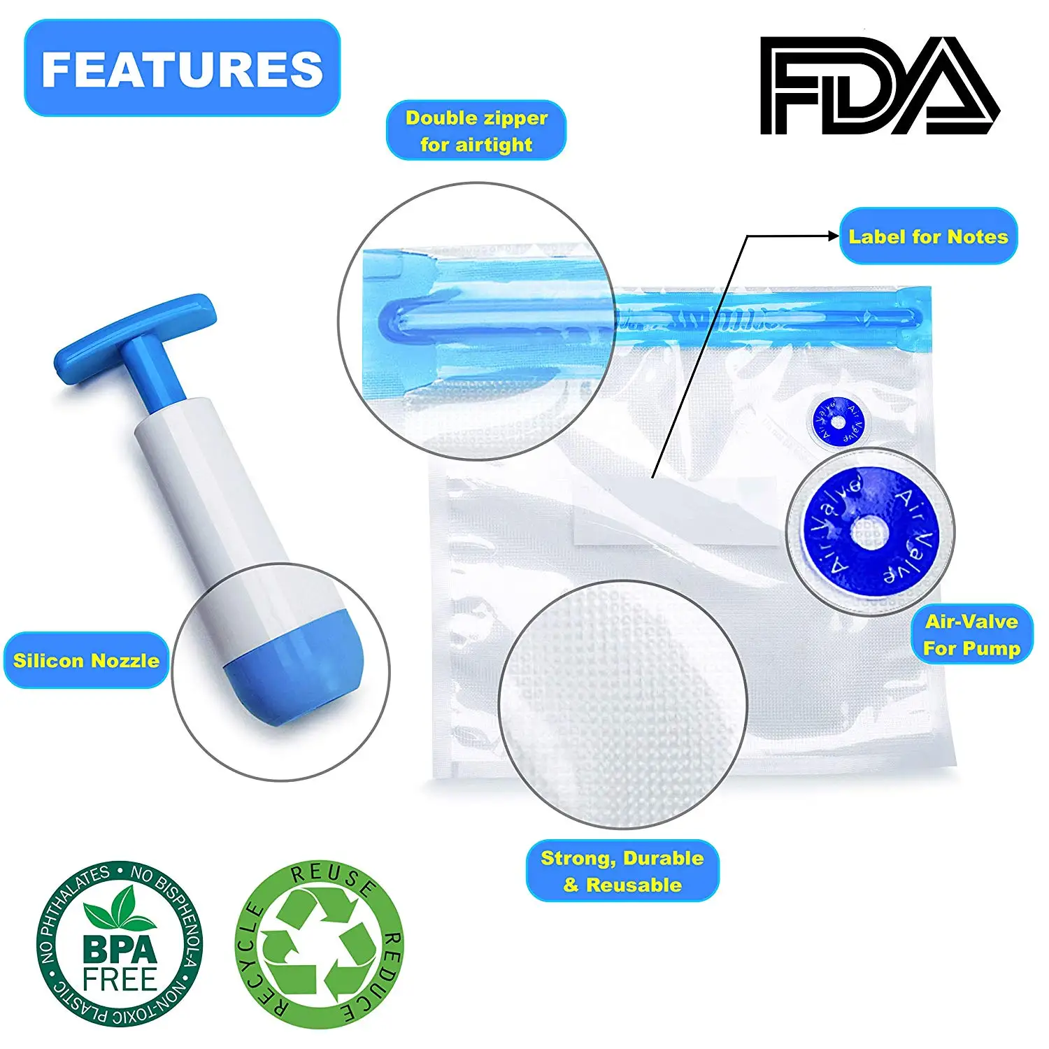 Sous Vide Bags Bpa Free 30 Reusable Vacuum Food Storage Bags 3 Sizes