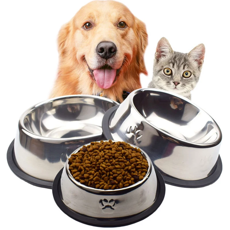 

Stainless steel dog food and water bowl large/small breed bowl non slip pet bowl