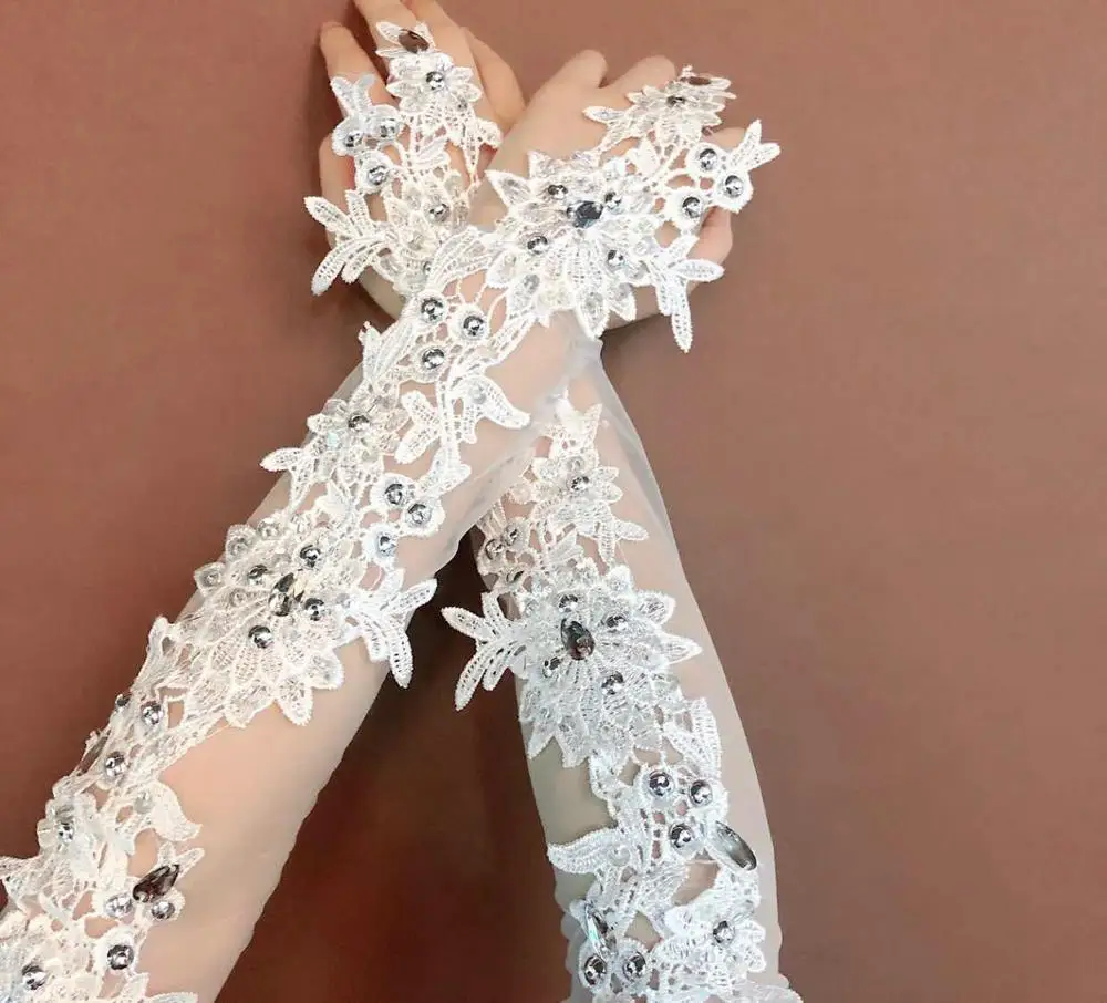 long white lace gloves