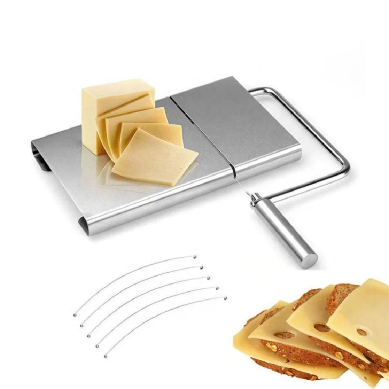 

Kitchen Stainless Steel Cheese Slicer Cutter with Accurate Size Scale Wire