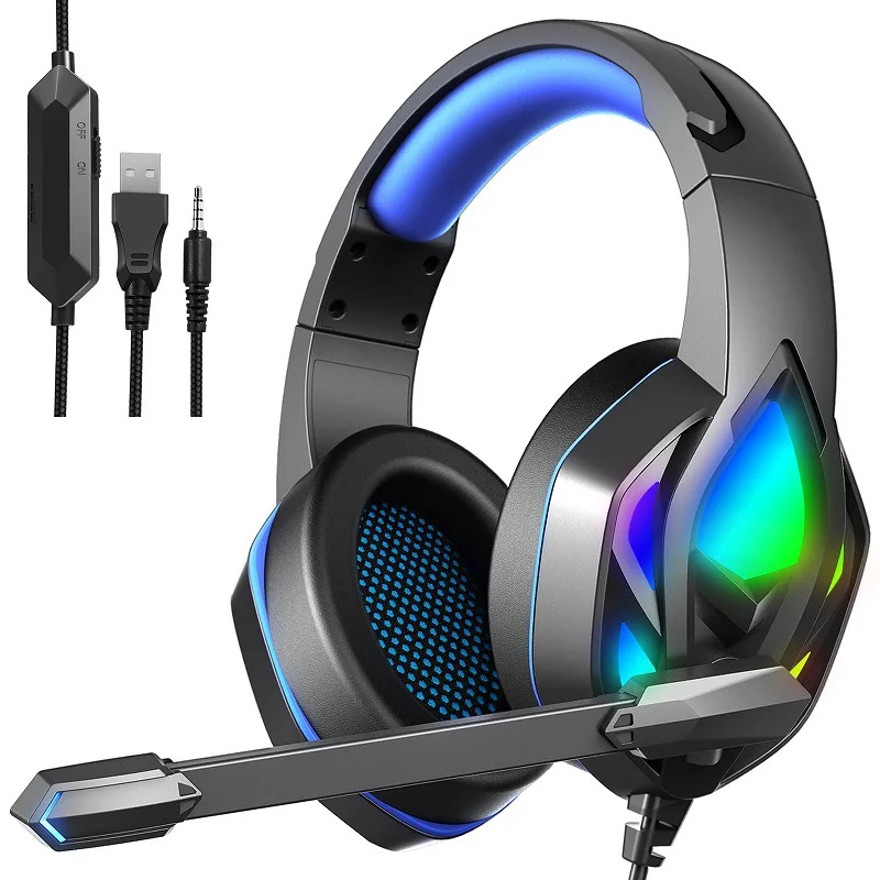 

Dropshipping Head-Mounted Multi-Platform Compatible Gaming Headset RGB Luminous Wired Headset