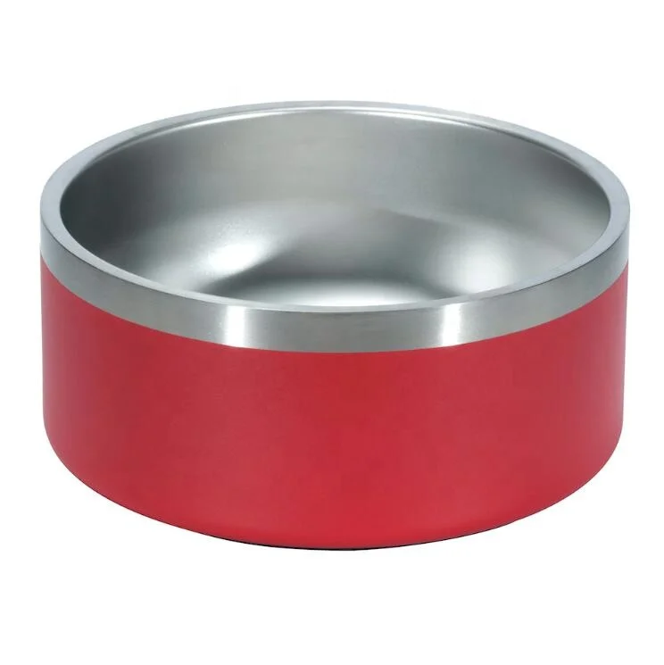 

Wholesale Double Wall Stainless Steel Dog Bowl With Non - Slip Bottom