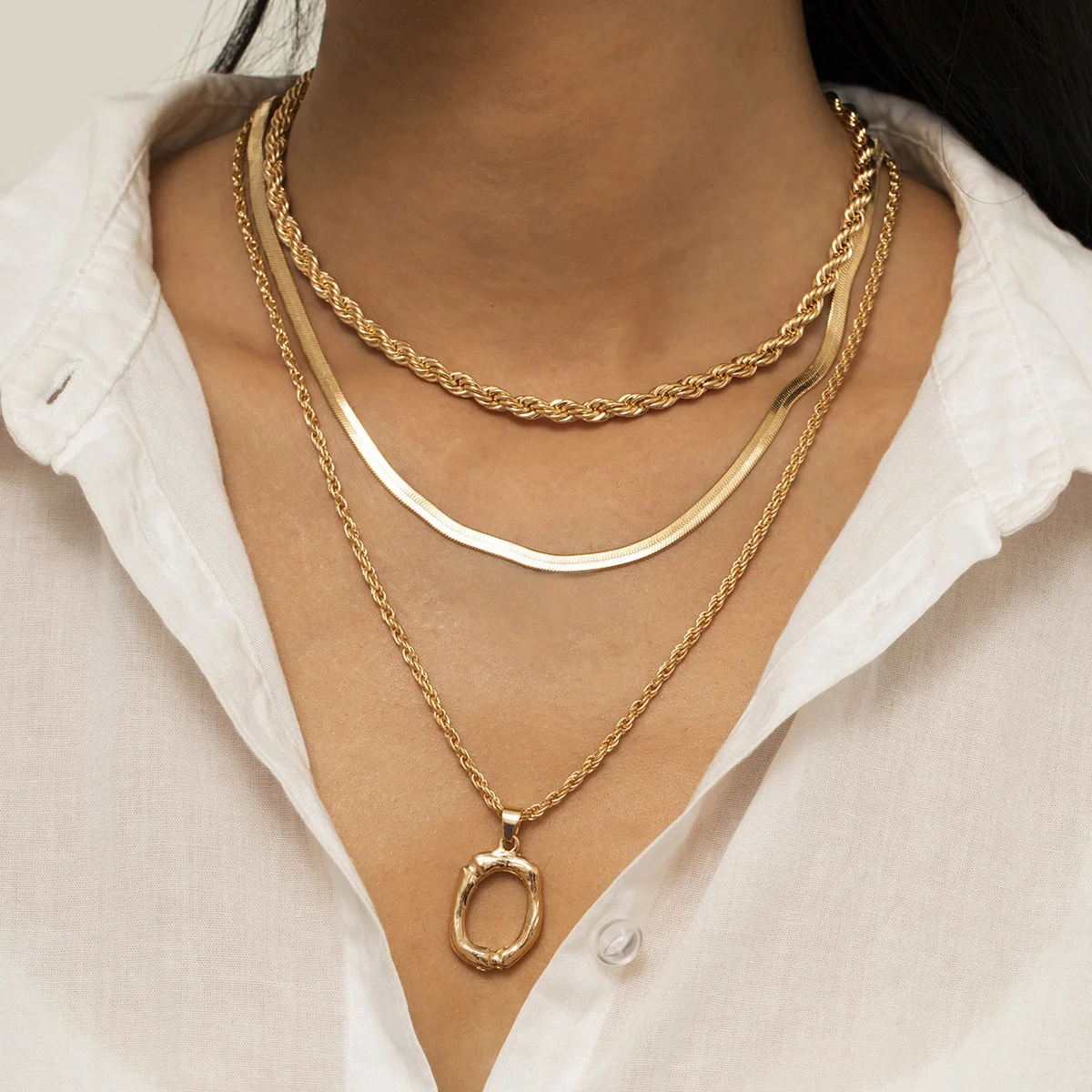 

New fashion bohemian gold plated Twist Snake Chain Chunky Choker Sets For Women Necklace