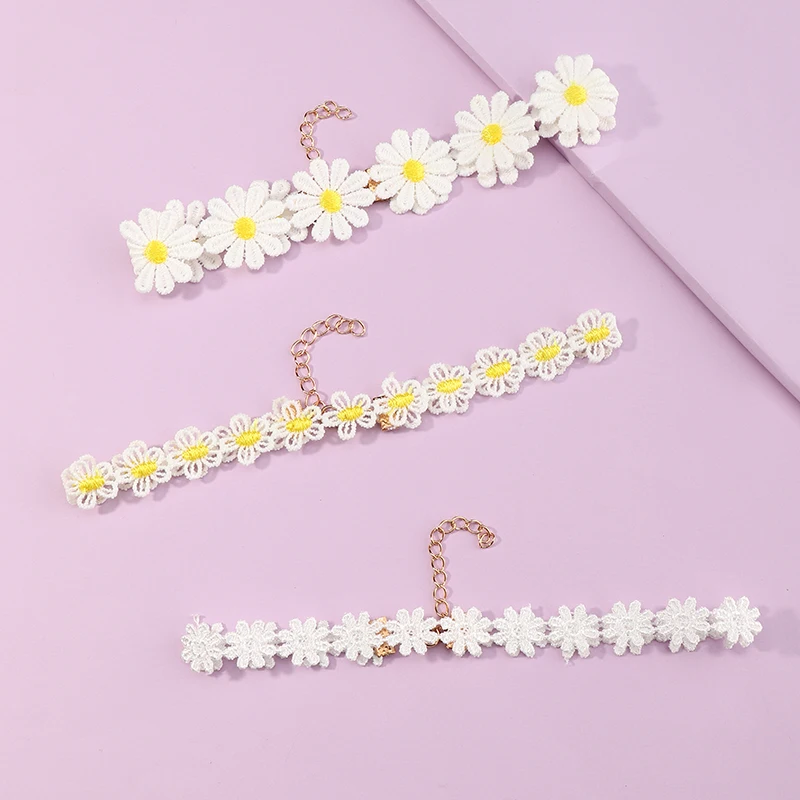 

Fashion Simple Jewelry Sets Daisy Flower Clavicle Chain Choker Necklace