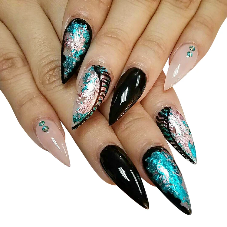 

The best price finger false nail full-covered false nails coffin matte and glossy private label nails, Multi color