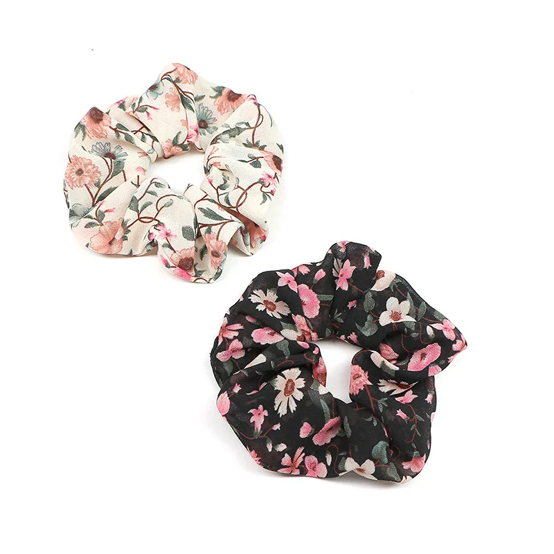 

Free shipping chiffon hair scrunchies grid elastic hair bands for women wholesale ready to ship hair rope, Picture