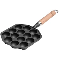 

Heptagon Takoyaki Pan Cast Iron Poffertjes Danish Aebleskiver Pan 15 Holes