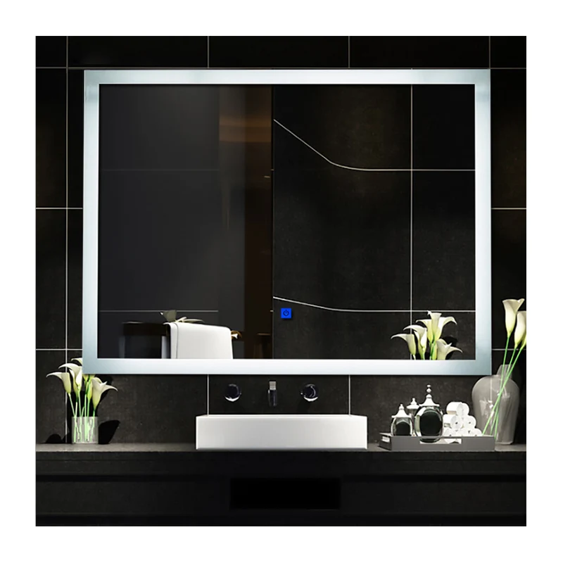 New design bathroom accessories aluminum framed rectangle led illuminated smart bath mirrors for barber home