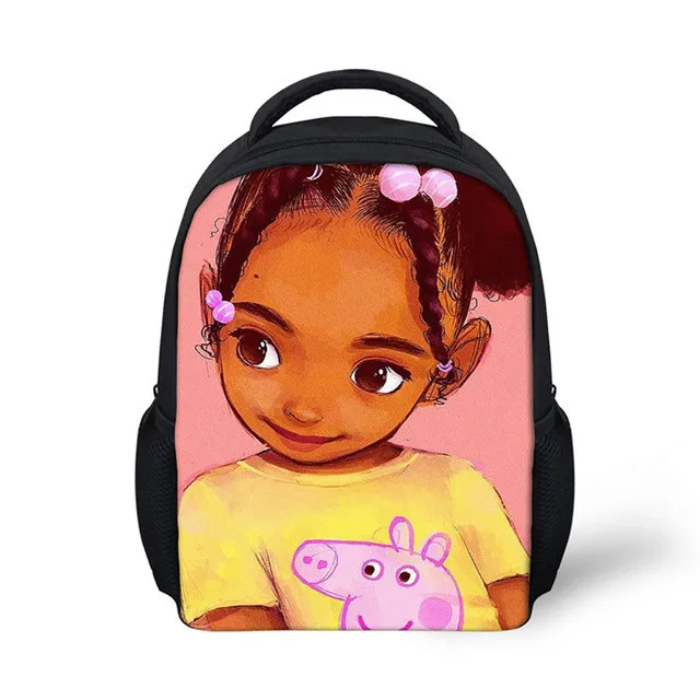 

Cute American Art Black Girls Toddlers Backpack Cartoon Children School Bags Baby Kindergarten Backpack Kids Gift Bags, Customized