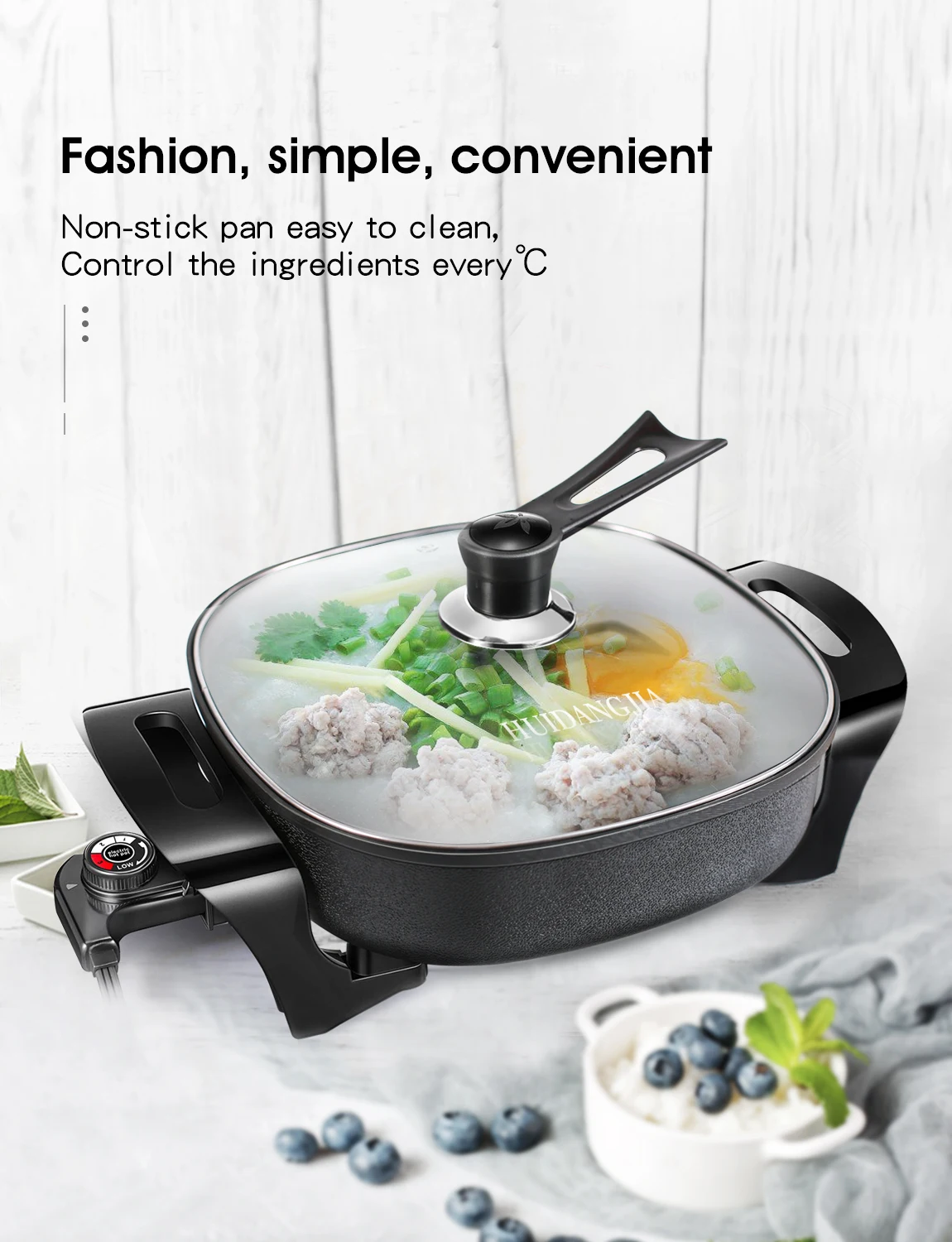 
Multi-function Household Electric Pan Wok Cooking Rice One Pot Electric Skillet Heat Controller 