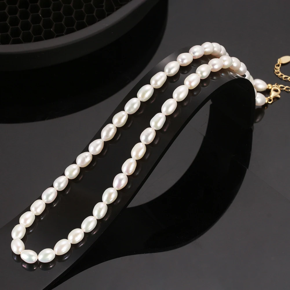 RINNTIN GPN26 Elegant Natural Freshwater Pearl Choker Dainty Pearl Strand Necklace for Women Party Jewelry