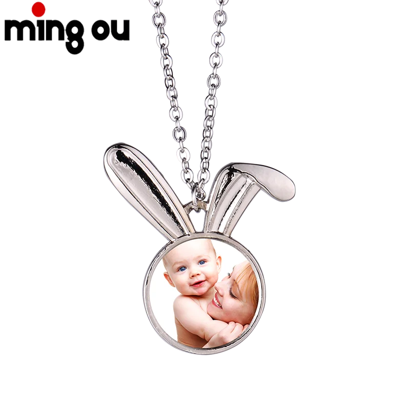 

Fashion Jewelry Sublimation Necklace Heat Transfer Blank Bunny Necklace