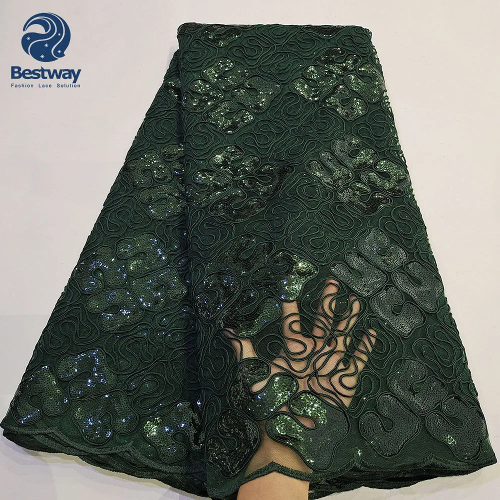 

Bestway embroidered sequin lace fabric for wedding dresses, Multi-color