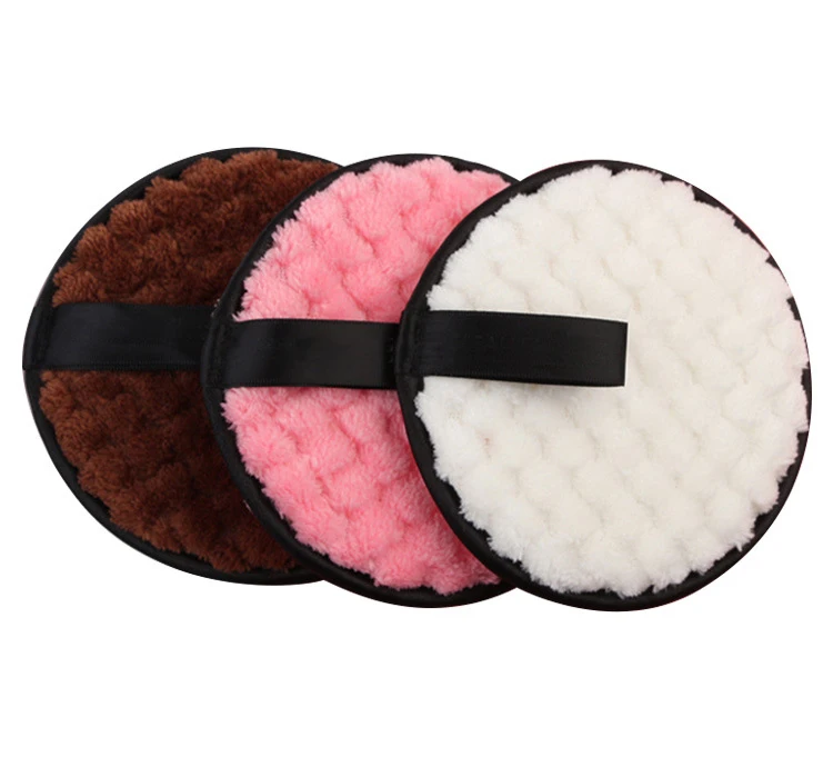 

Microfiber Disposable Cotton Reusable Organic Washable Bamboo Makeup Remover Pads, Pink/black/white/brown cleansing puff