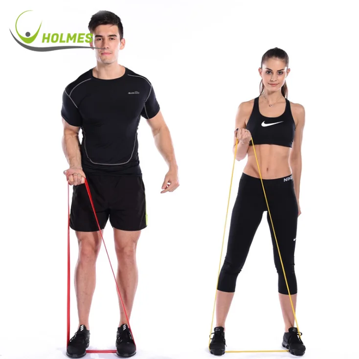 

Natural latex resistance bands one color with logo printing, Pink/purple/custom